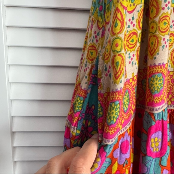 Natural Life Patricia Maxi Dress in Red Mustard Border Boho Festival Size XL - Picture 7 of 16